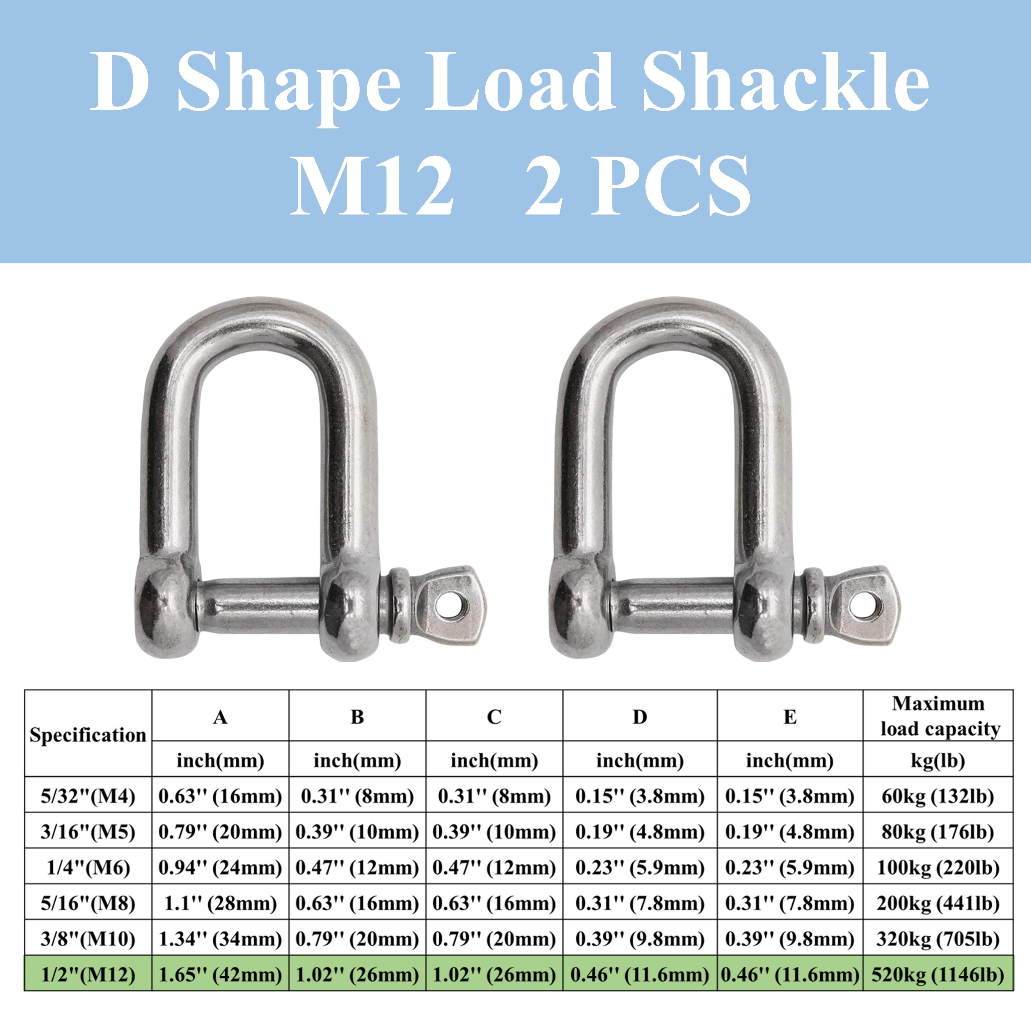 Shackle 304 Stainless Steel D Shape/ Bow Shape Load Shackle - Temu