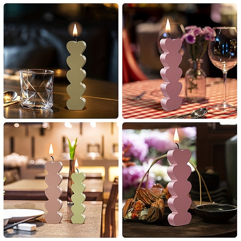  2PCS Stacking Heart Candle Molds, 3D Love Shaped