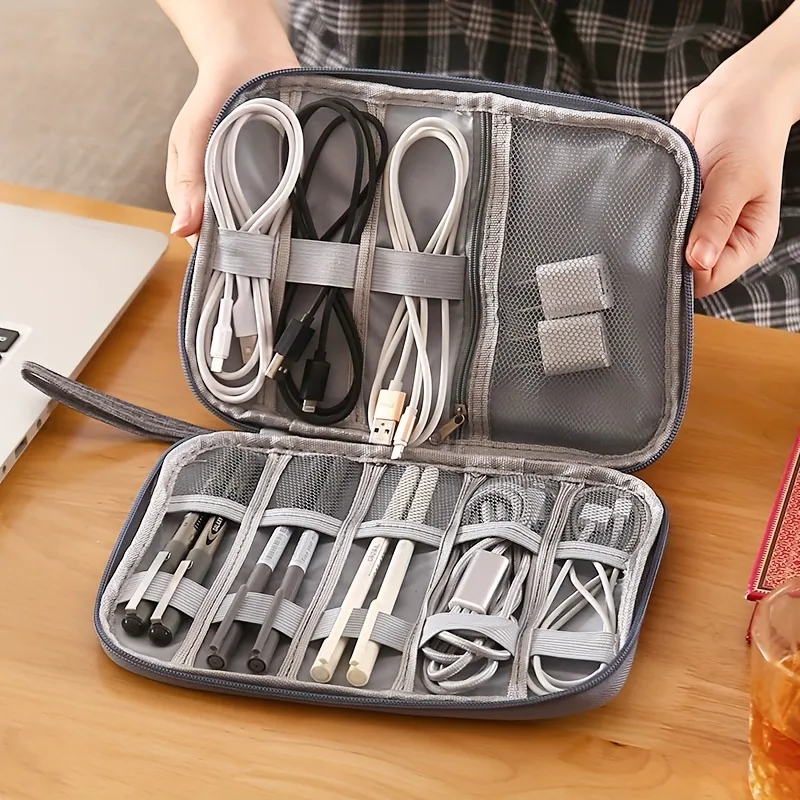 Electronics Organizer,travel Cord Organizer Bag,water Resistant Double  Layers Pouch Carry Case For Cord,phone,charger