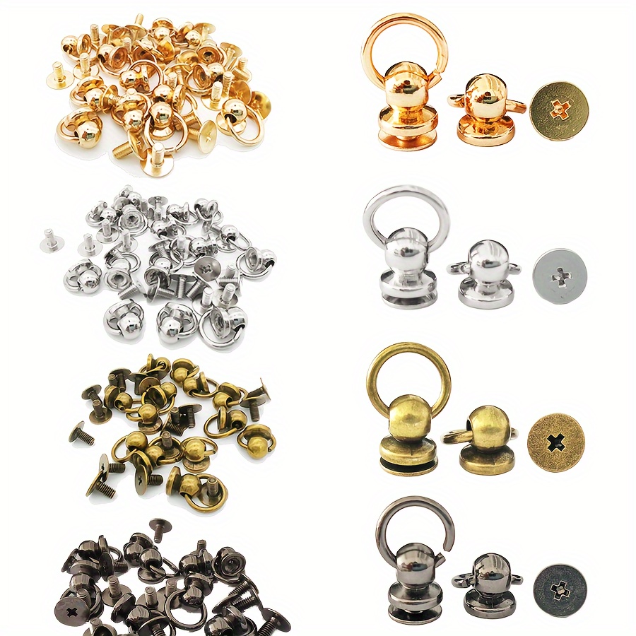 

10 Sets, 8mm Round Bit Rivet With Pull Ring Kit Metal Handmade Diy Nail Bits Stud Leather Craft Screw Rivets (silvery, Black, Golden, Bronze)