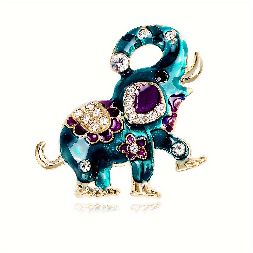 Spilla Elefante BONSNY Con Strass E Smalto, In Lega, 28x37 Mm, Regalo Per Donna