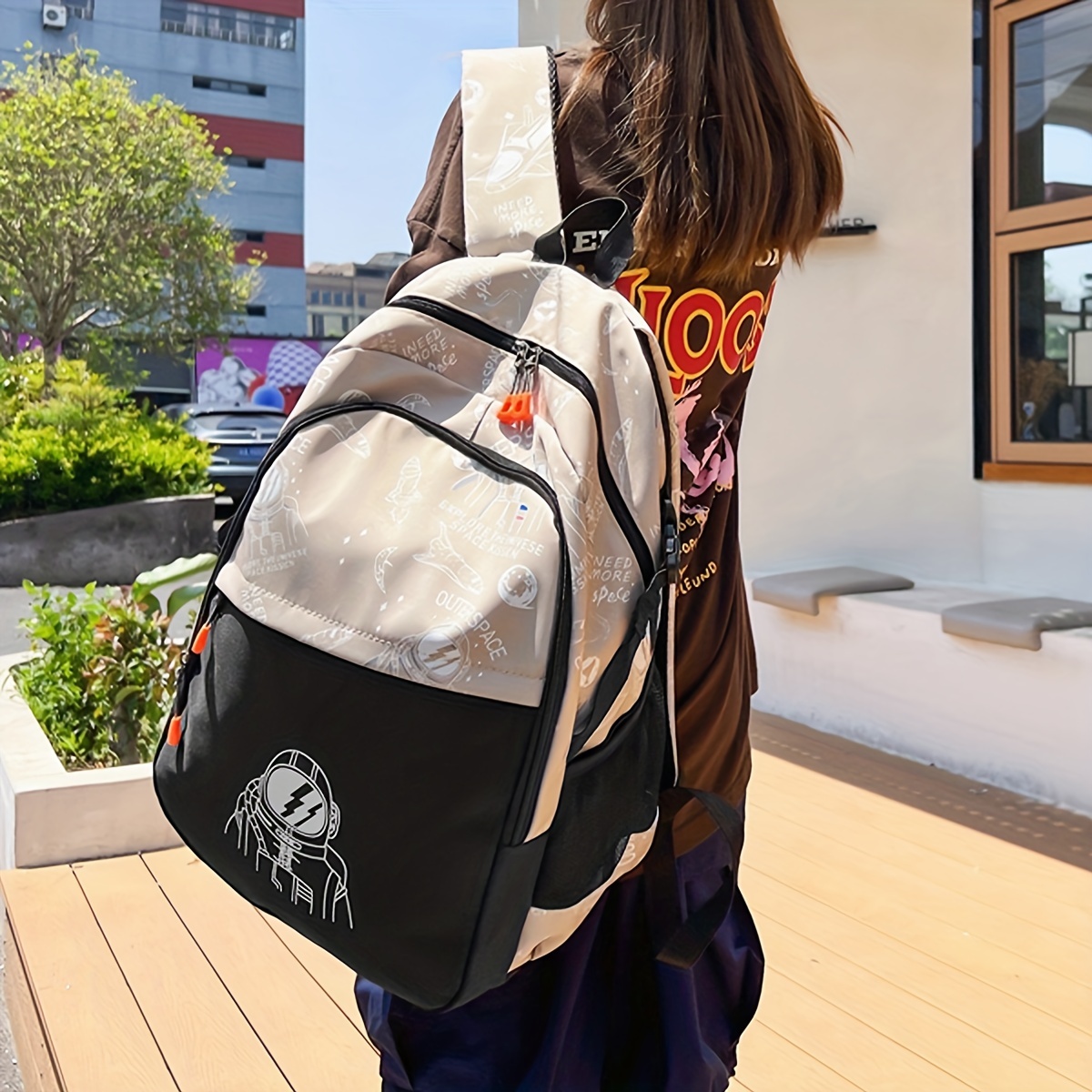 Graffiti Spaceman School Bag Large Capacity Backpack