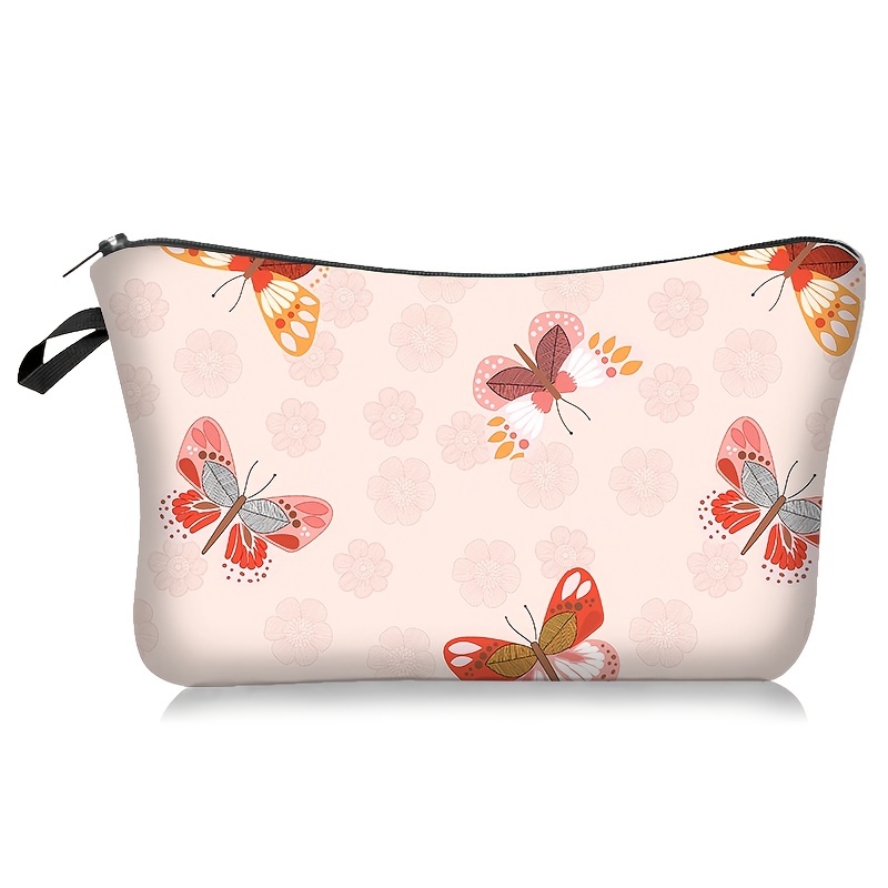 Butterfly Pattern Zipper Storage Bag Lightweight Cosmetic Makeup Pouch