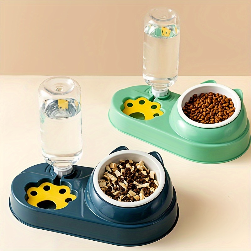 Automatic Pet Feeder With Double Food Bowls And - Temu