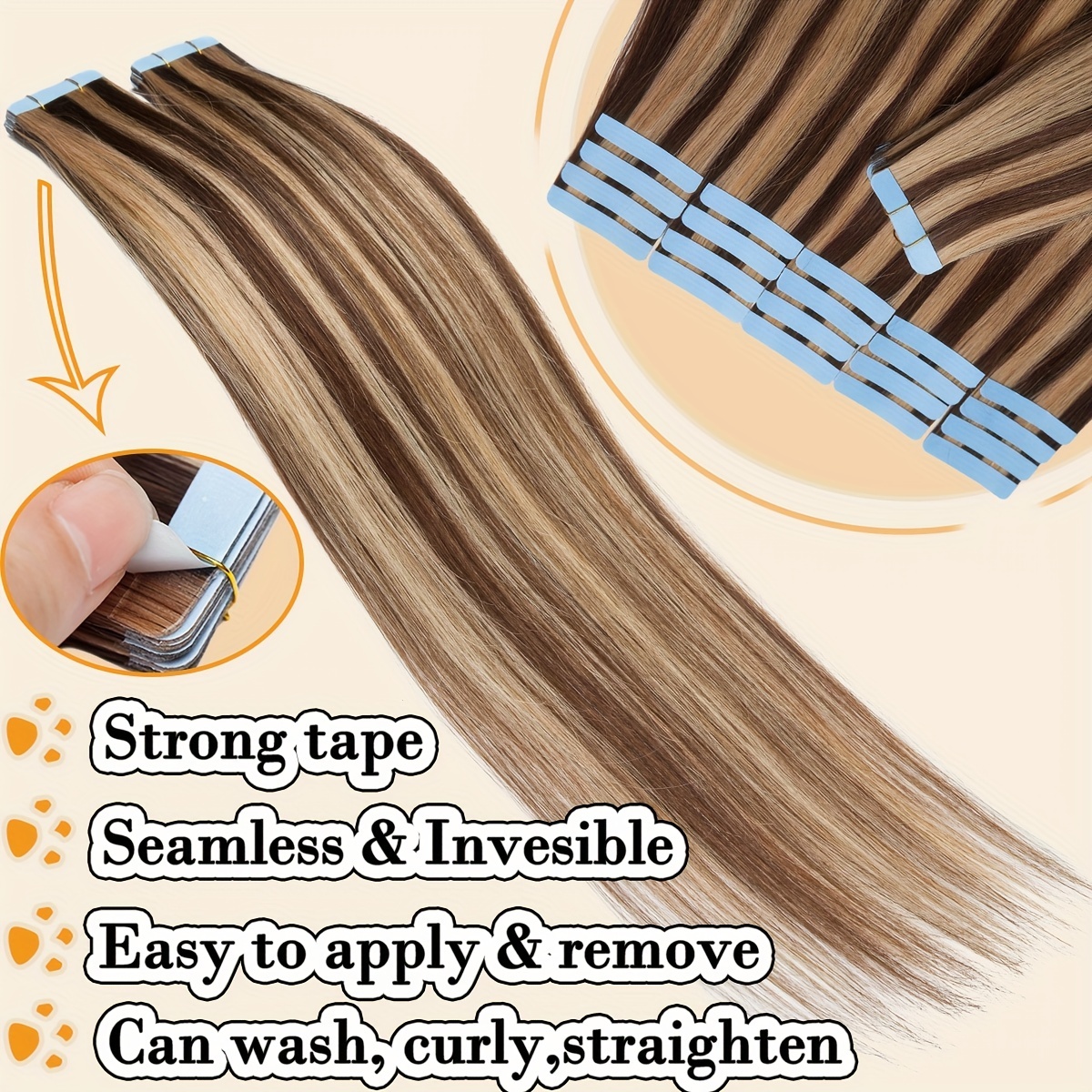 Thick Tape In 100% Human Hair Extensions Seamless Skin Weft - Temu