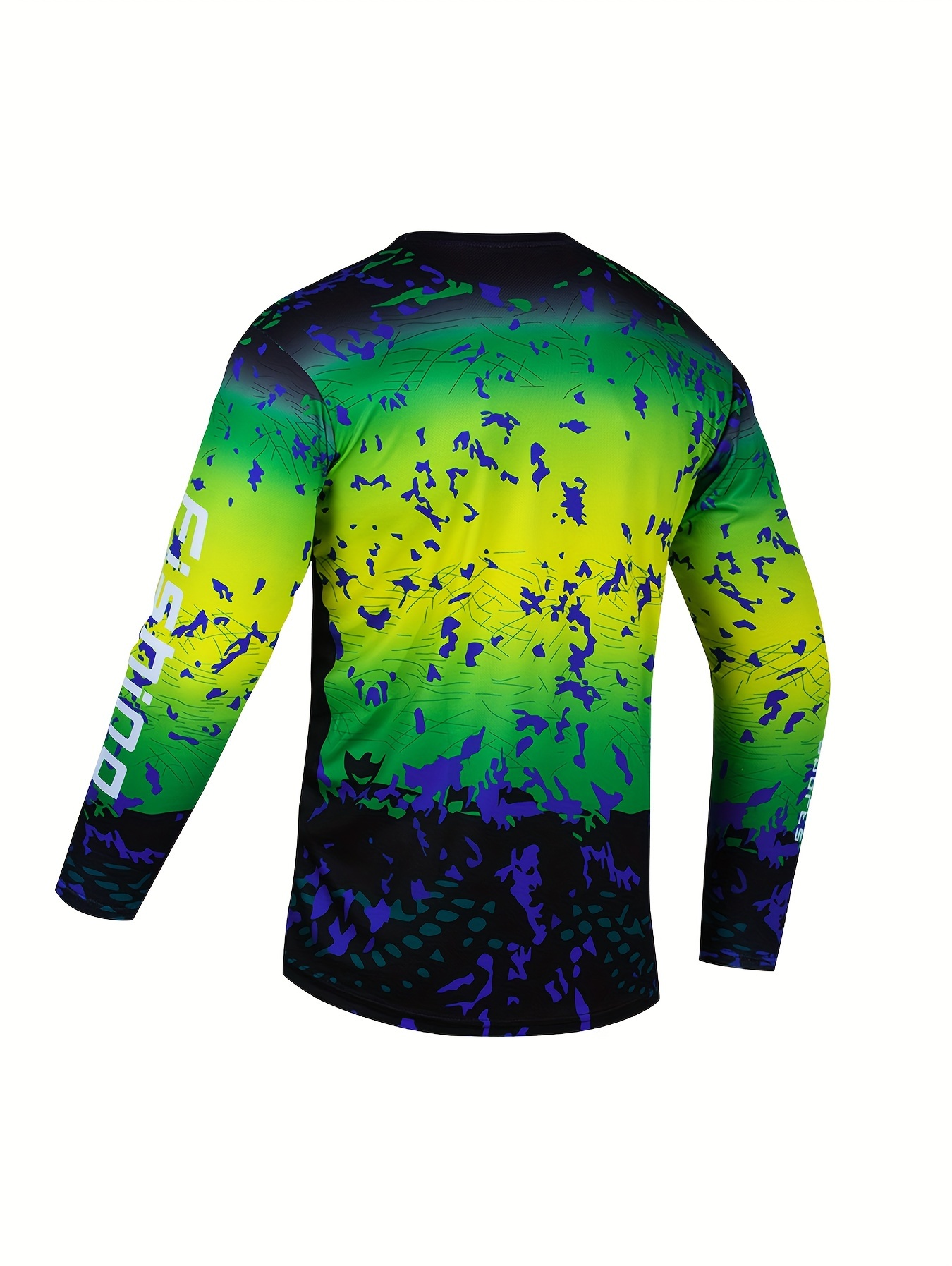 Men's Fishing Pattern V Neck Long Sleeve Motocross Mountain - Temu Canada