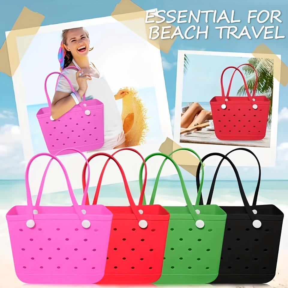 Kawaii Outdoor Hollow Silicone Eva Beach Bag With Mini Bag, Summer Tote Bag  For Makeup Items, Travel Accessories, Contrast Color Matching Travel Eva  Basket - Temu