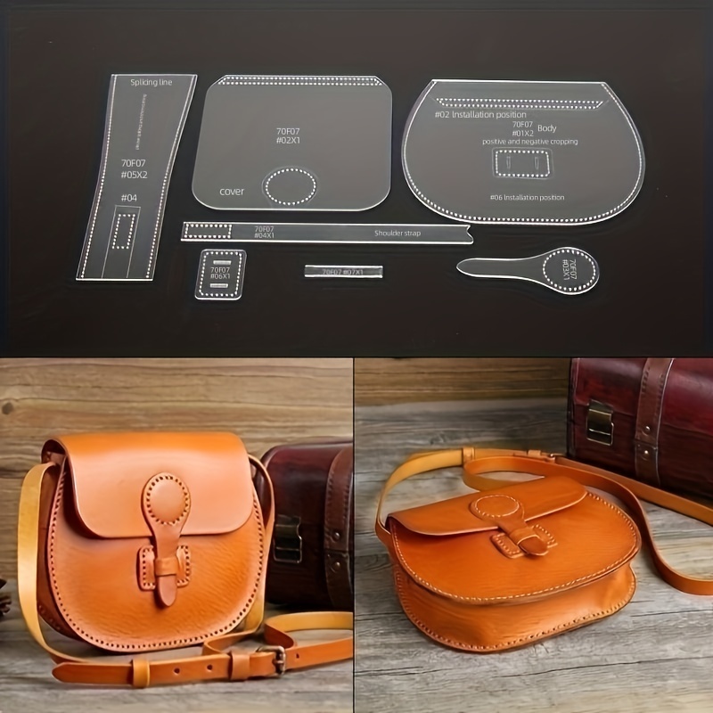 

7pcs Acrylic Leather Tool Template Vintage Shoulder Bag Handbag Pattern Stencil Template For Diy Leather Purse Bag Making Tool