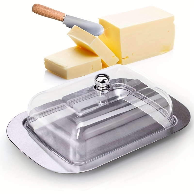Plat à beurre Plat à beurre en acier inoxydable avec couvercle - Récipient  à beurre de fromage solide - Boîte de stockage de fromage au beurre