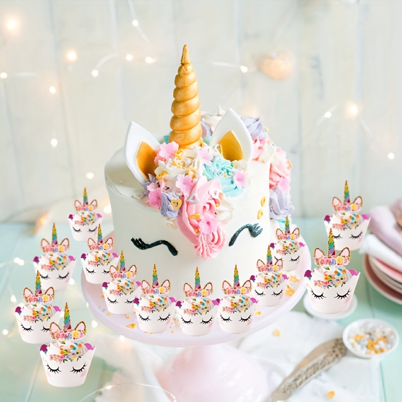 12 Piezas Adornos Cupcakes Unicornio Encaje Decoración - Temu