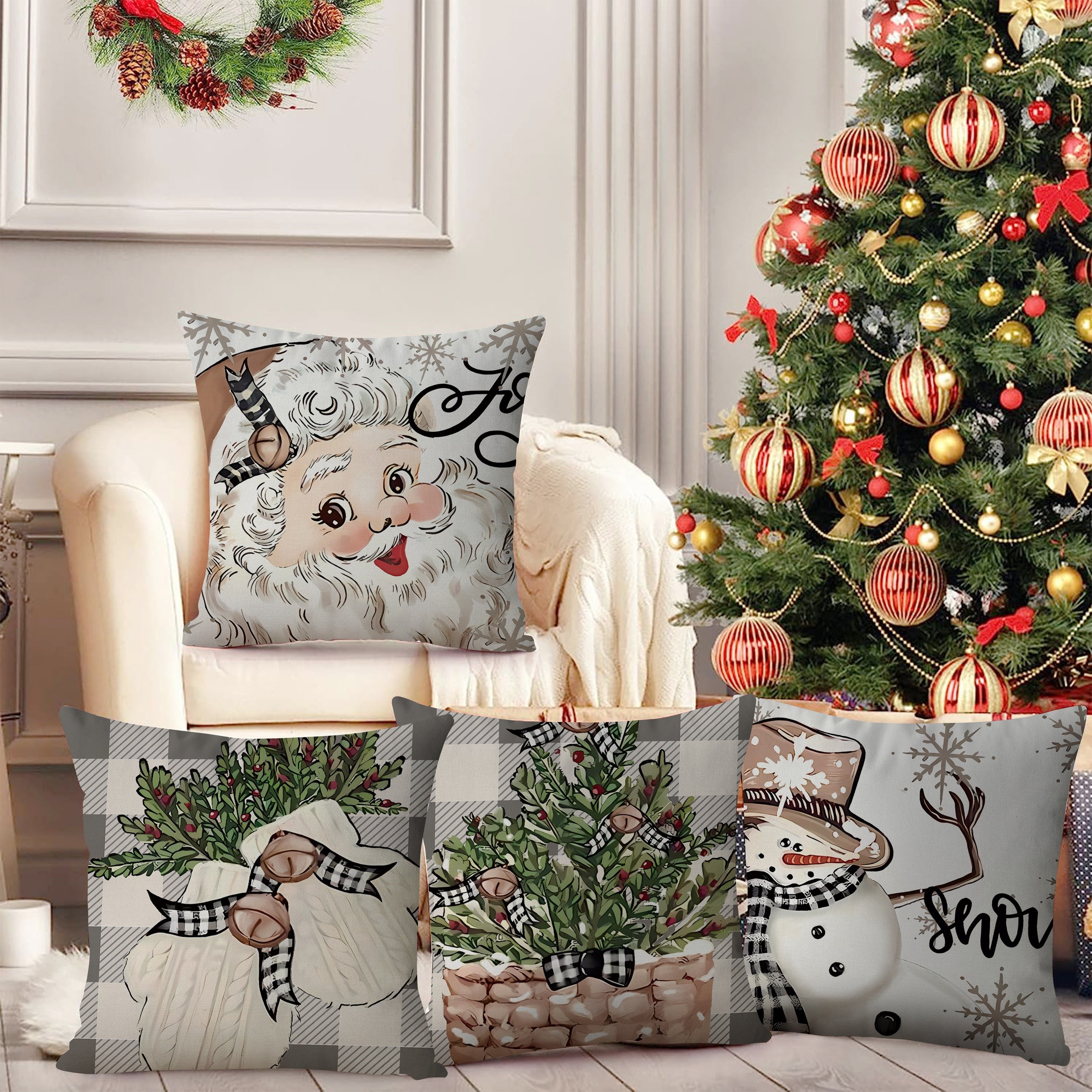 Christmas Snowman Letter Throw Pillow Cover Home Sofa Cushion Cover Linen  Blend Throw Pillow Home Pillow Insert Not Included - Temu Sweden