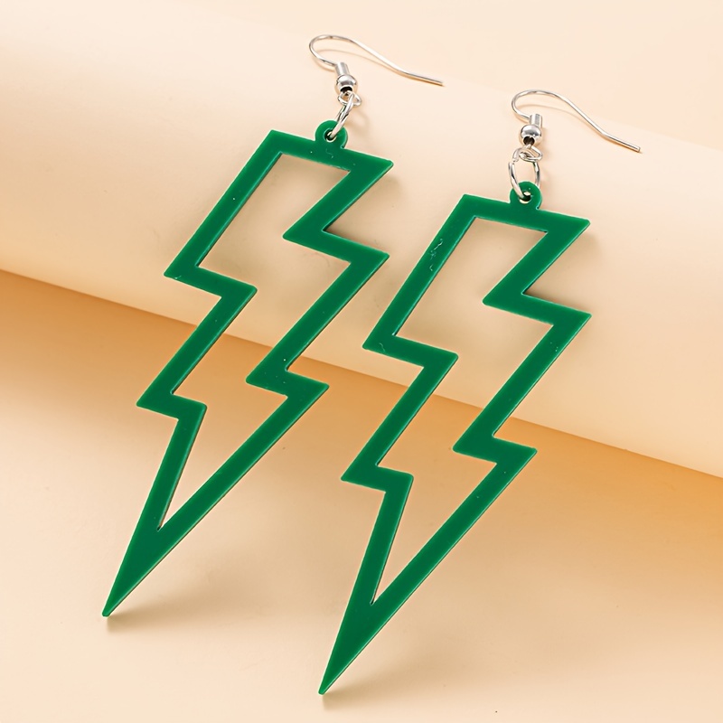 Colorful Lightening Dangle Earrings Punk Style Acrylic Jewelry