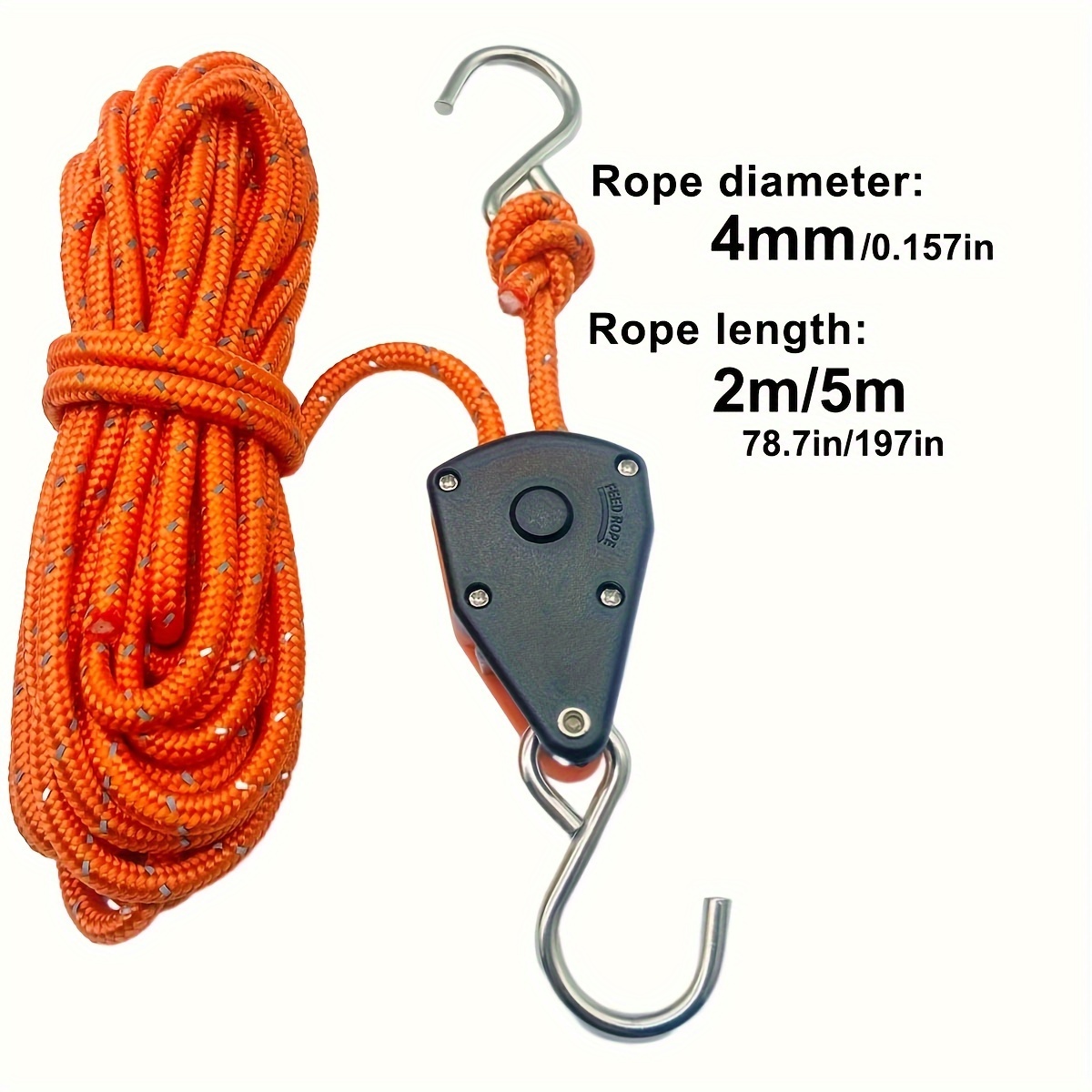 GoolRC Outdoor Camping Thicken Pulley Rope Adjustable Tent Canopy Rope  Lifting Pulley Hook Tent Canopy Fixing Pulley Rope