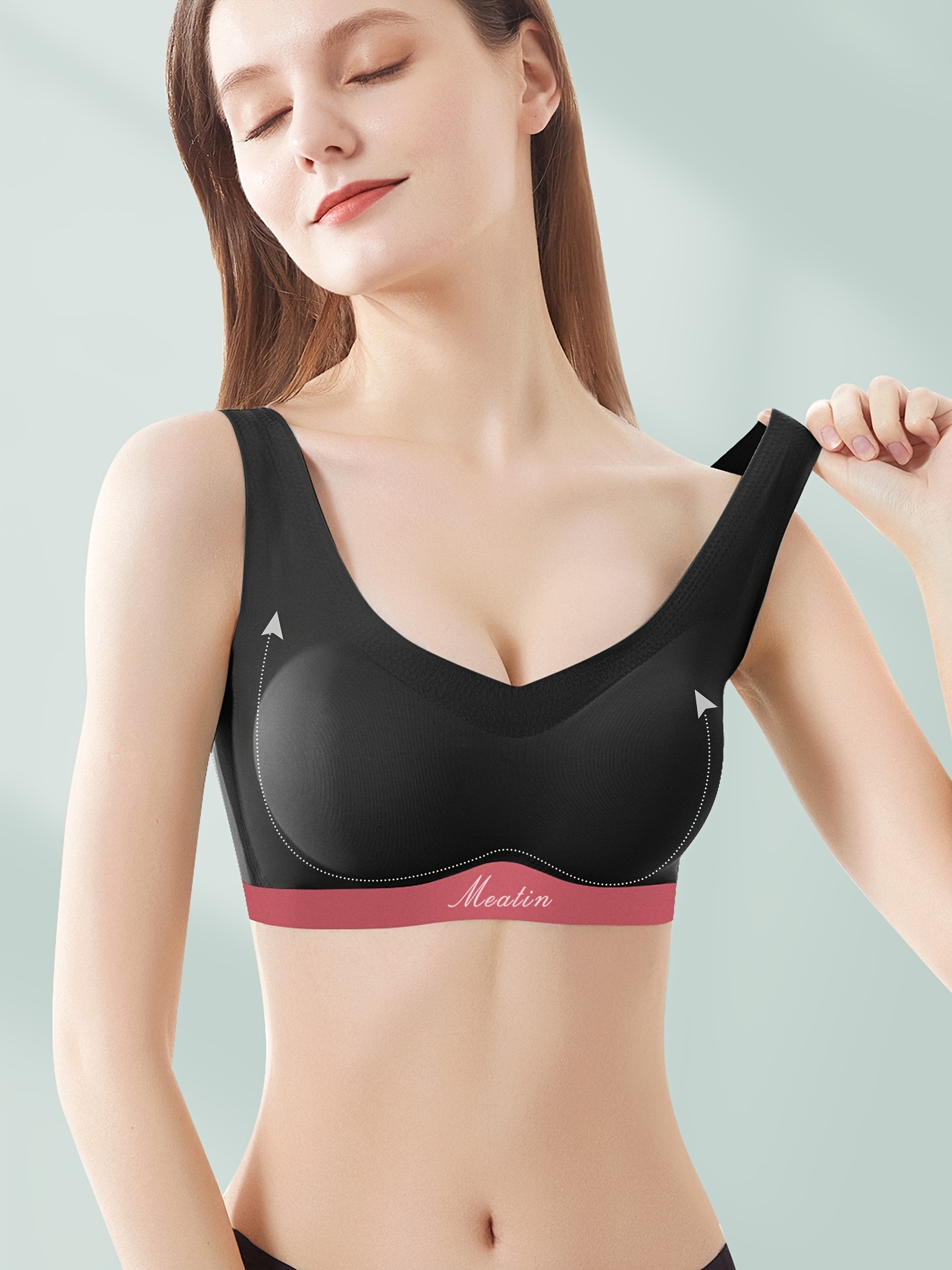 Colorblock Wireless Bra Seamless Soft Comfy Everyday Bra - Temu