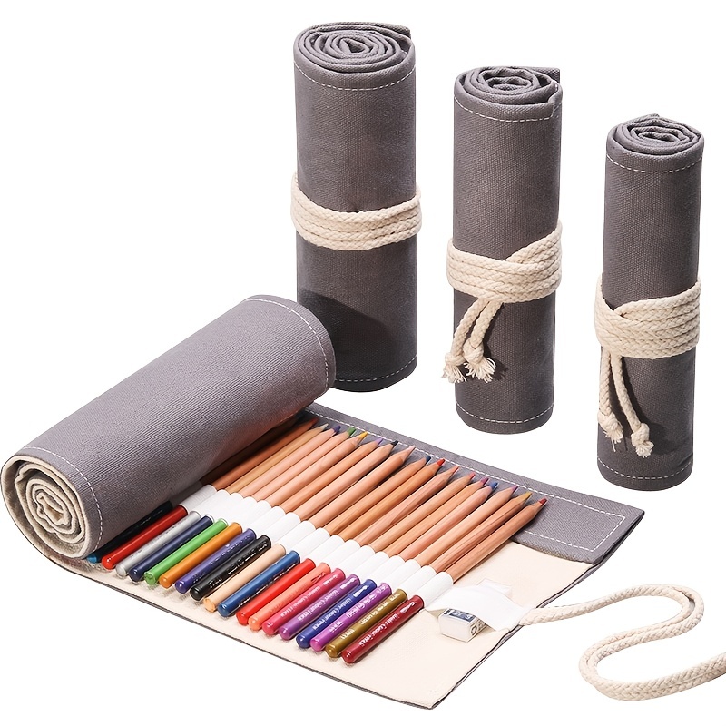 Canvas Pencil Roll Wrap Multiuse Roll Up Pencil Large Capacity Pen Curtain  Pen Holder Bag Pen Pouch, 36/48/72 Holes - AliExpress