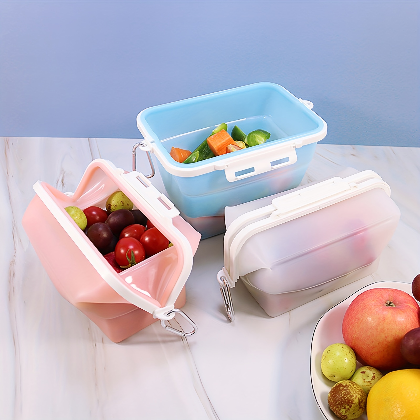 Capacity of 800ml square kitchen glass lunch box with silicone