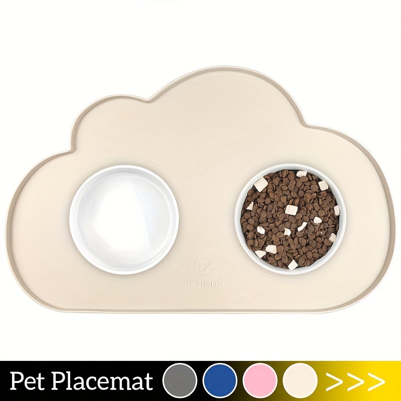 

Silicone Non-slip Dog Feeding Mat Pet Placemat, Cloud Shaped Pet Bowl Mat With Raised Edge, Easy To Clean Pet Feeding Mat