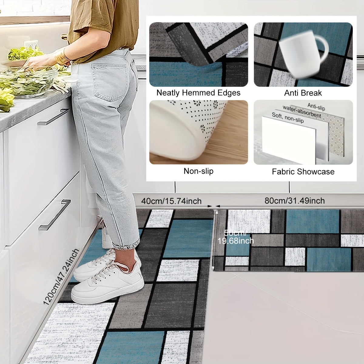 Non-slip Oil-proof Floor Mat For Kitchen, Living Room, Laundry