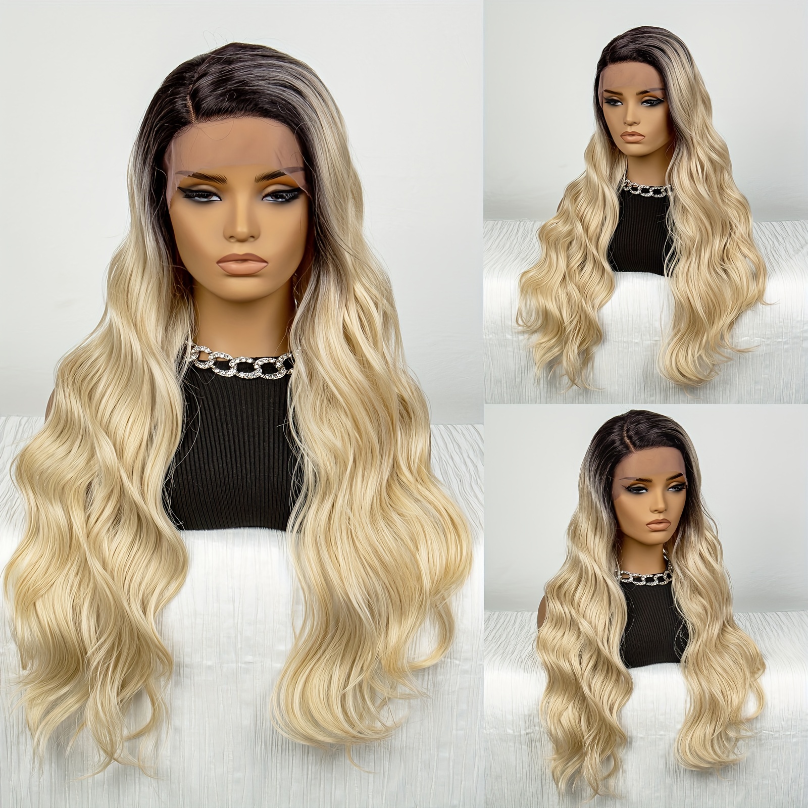 Parrucca lunga Barbie Parrucche sintetiche da donna in rayon con frange  smussate oro chiaro - Milanoo.com