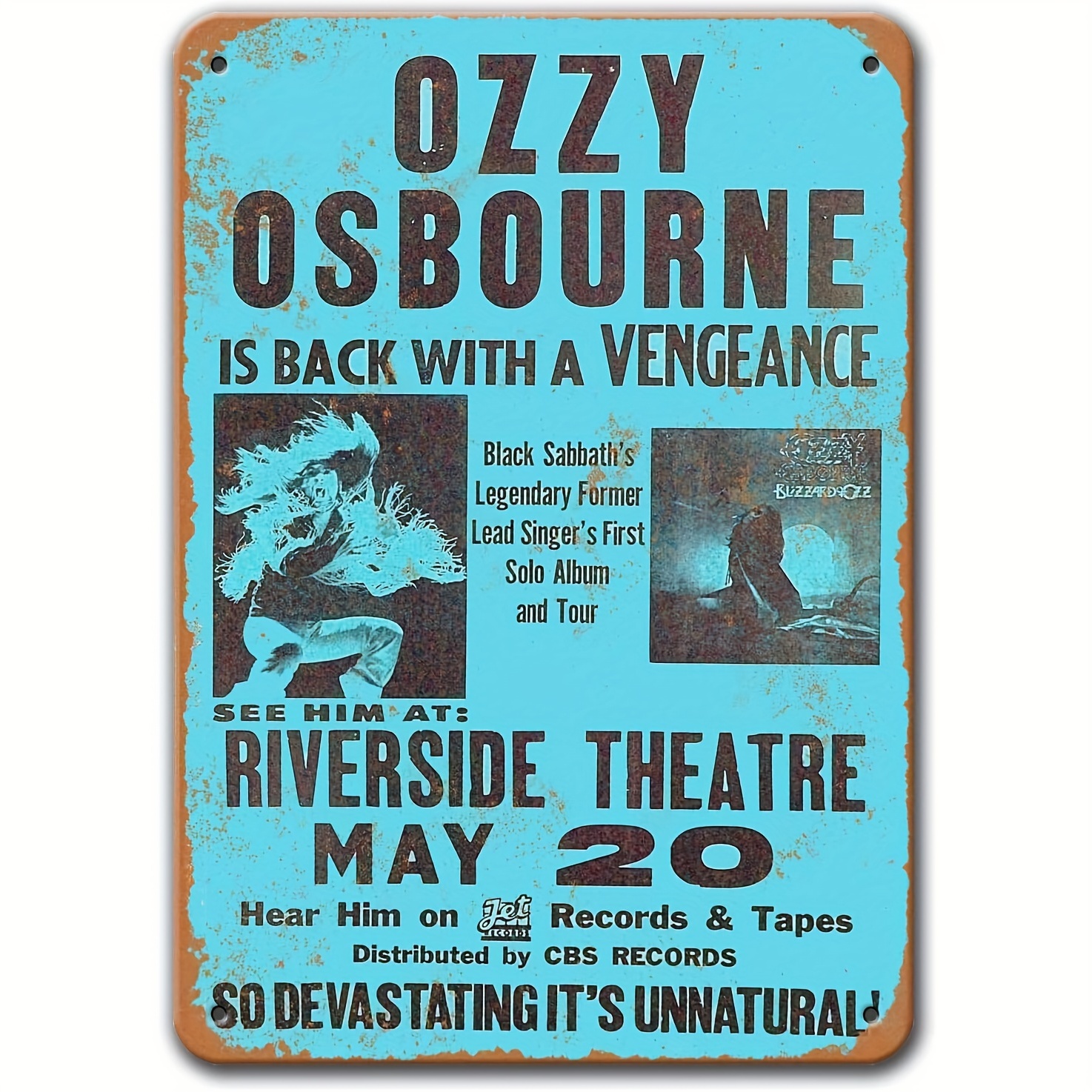1pc, Vintage Ozzy Osbourne Metal Wall Art - 1981 Milwaukee Concert Tin Sign for Coffee Man Cave, Bar, Home Decor (8in*12in) - Perfect for Room, Bedroo