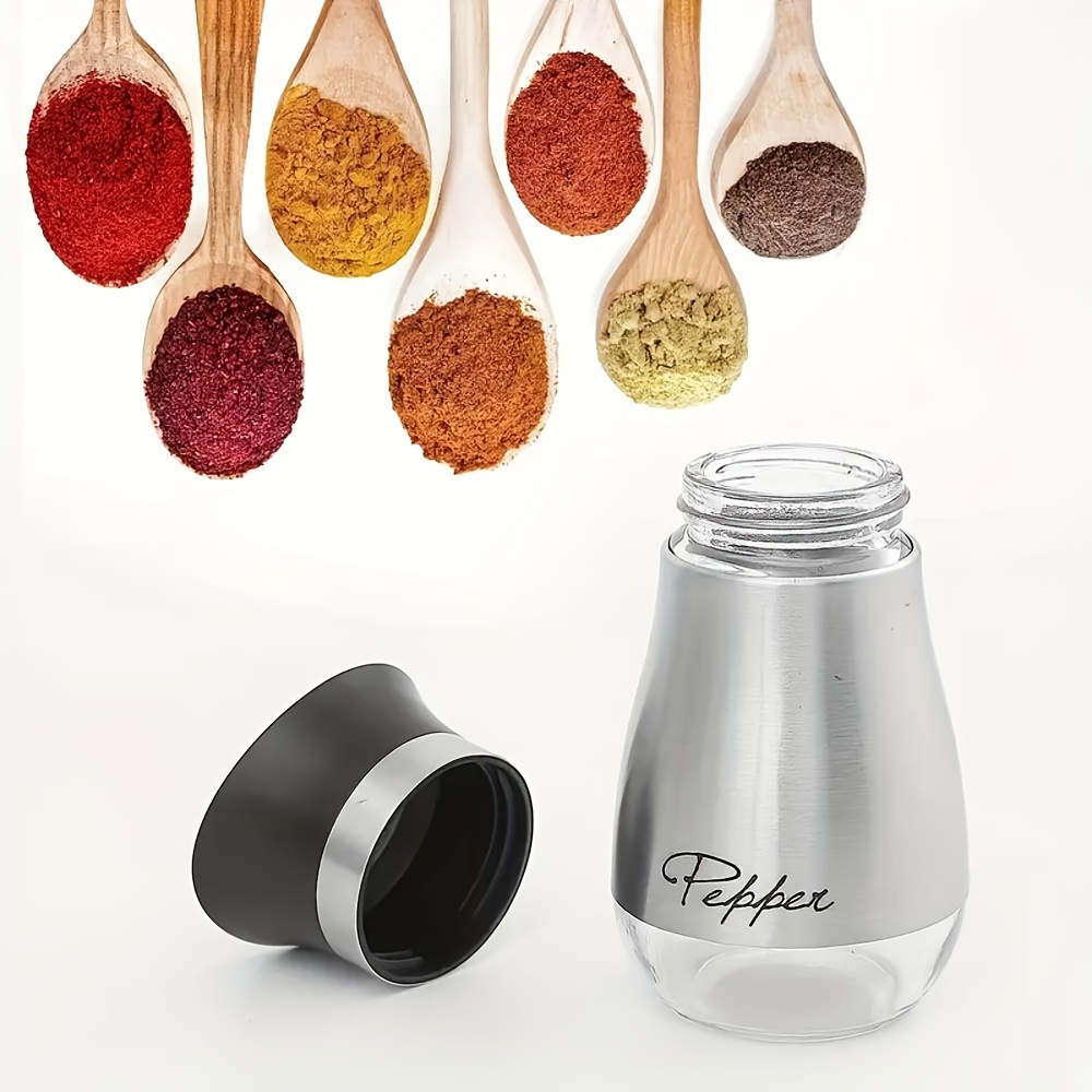 2pcs Refillable Salt & Pepper Grinder Set - Stainless Steel Lid Containers  3.4oz - Kitchen Accessories For Home, Restaurant And Picnic