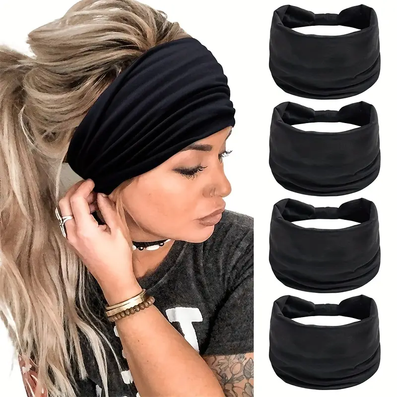 Elastic Stretch Wide Headband Hairband Running Yoga Turban Women Soft Head  Wrap