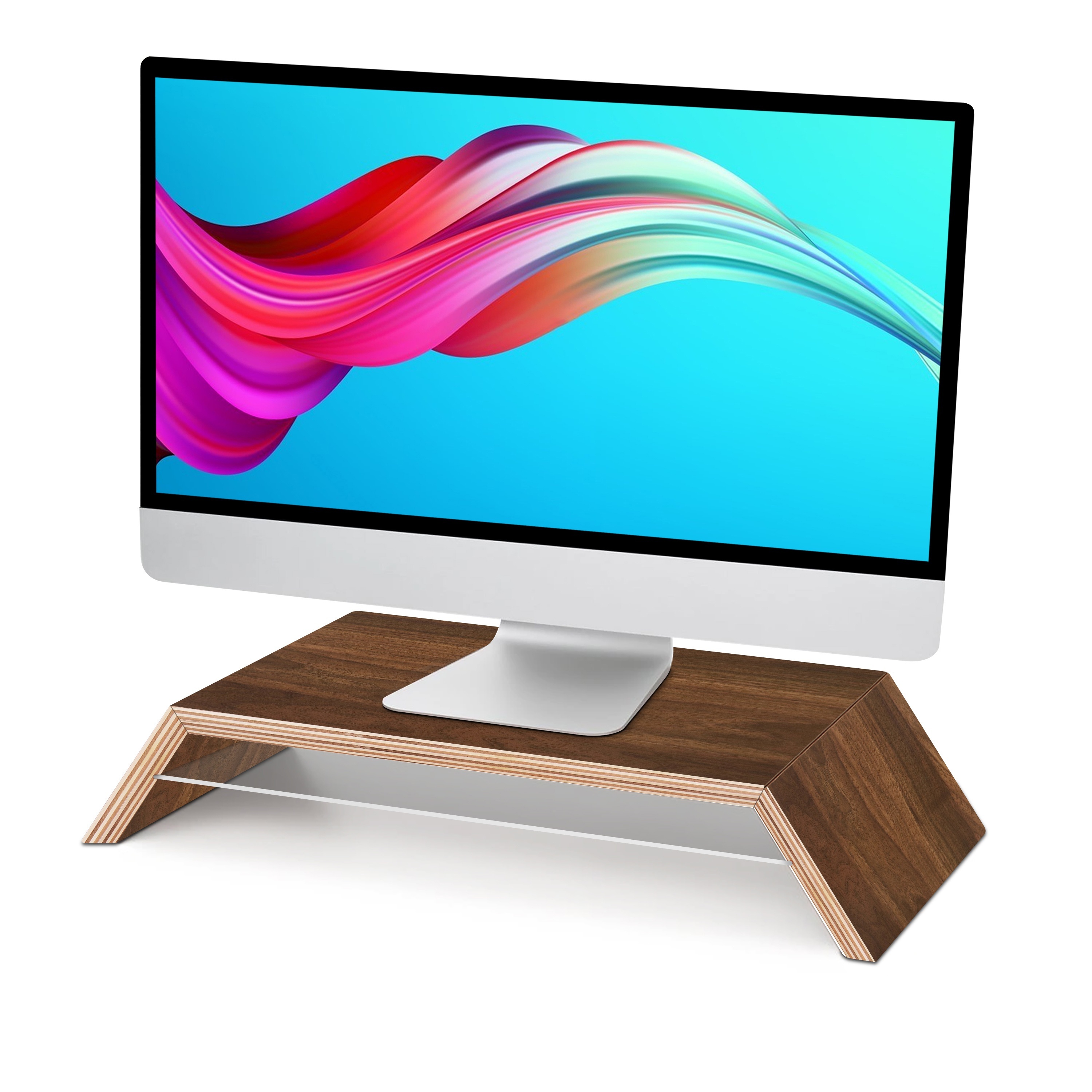 Soporte para monitor de madera maciza, soporte de escritorio universal para  computadora portátil, impresora de TV, organizador de almacenamiento para