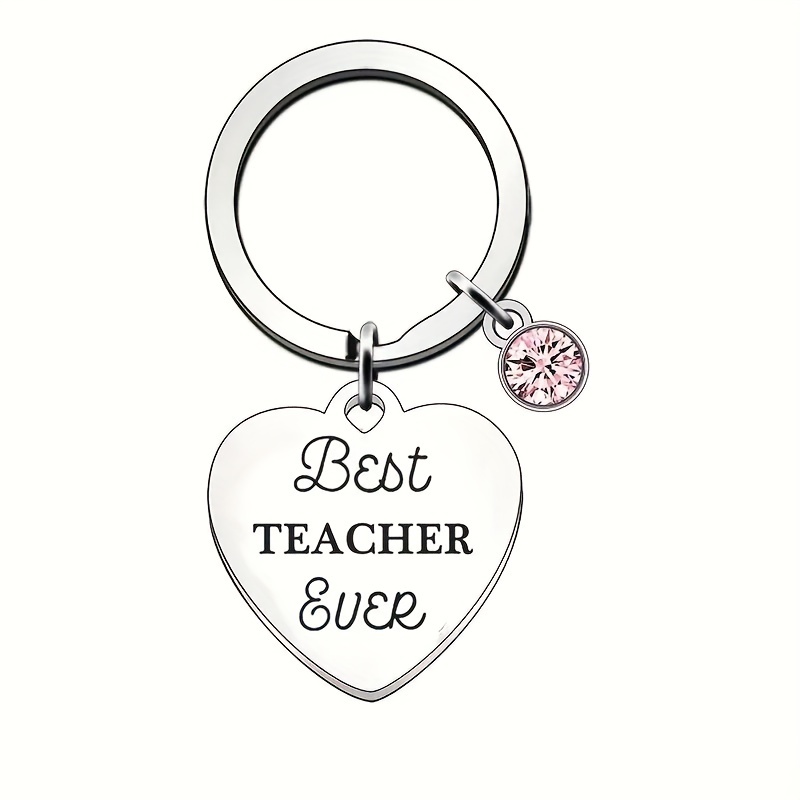 1pc Teacher Keychain For Men Best Teacher Ever Letters Heart Pendant ...