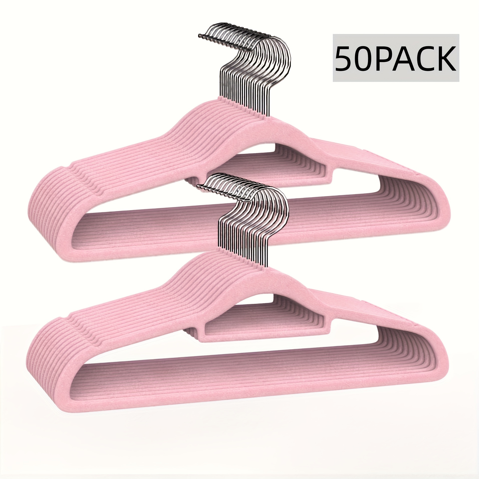Better Homes & Gardens Non-Slip Velvet Clothing Hangers, 50 Pack, Pink,  Space Saving 