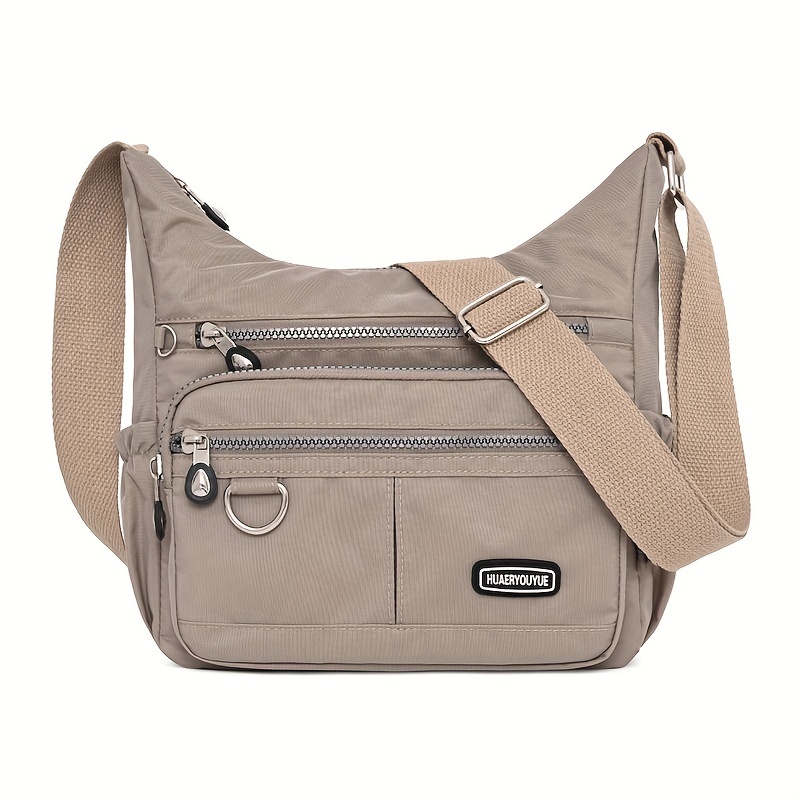 1pc Women's Nylon Crossbody Bag - Multi-pocket Commuter Bag - Lightweight Casual Backpack - Adjustable Strap, Zipper Closure, Solid Color