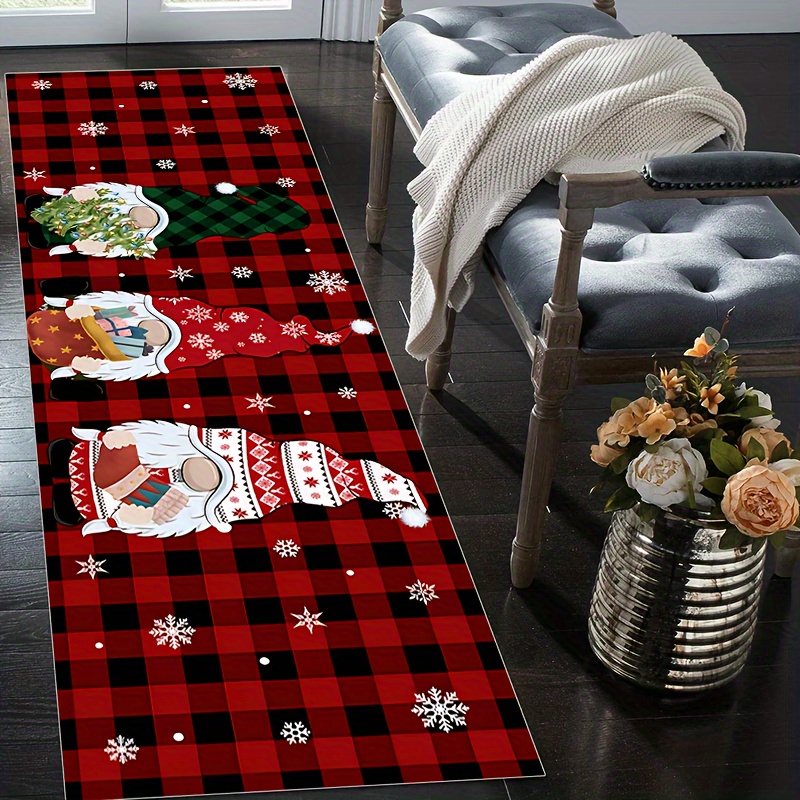 Plaid Christmas Gnome Pattern Floor Mat, Soft Anti-fouling Anti-slip Waterproof  Mat, Suitable For Living Room Kitchen Bedroom Laundry Room, Machine  Washable, Room Decor, Home Decor - Temu