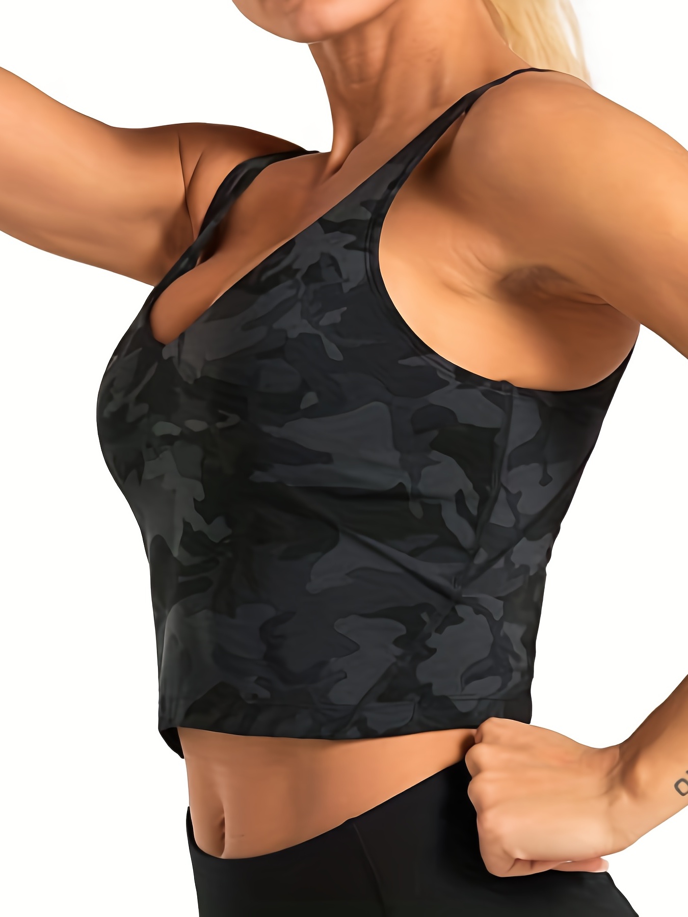 3 Pack Womens Padded Sports Bras Longline Medium Support Yoga Bra Workout  Running Fitness Tank Top B-L 