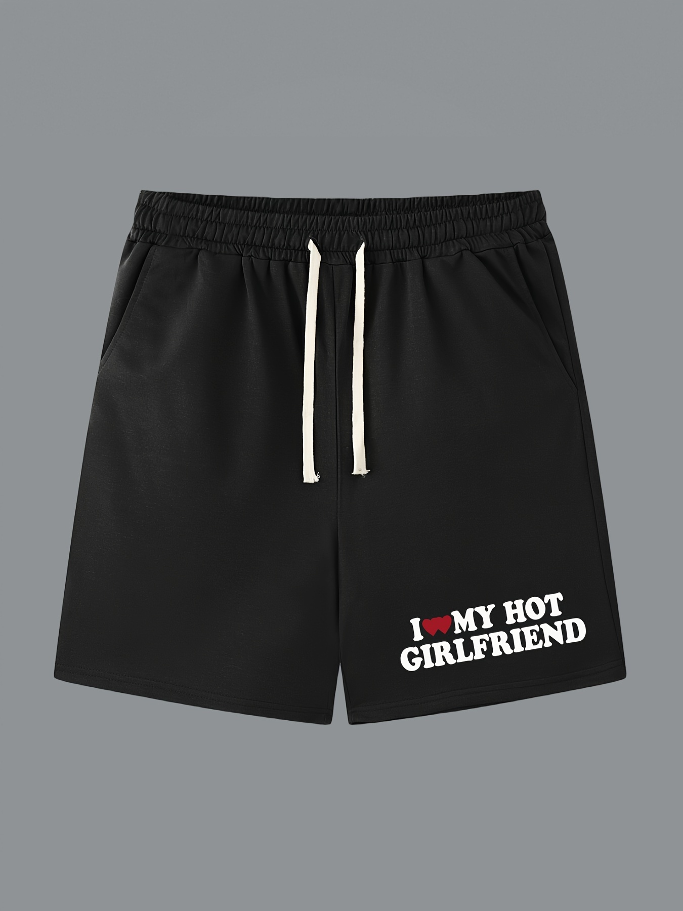 I Love Heart My Girlfriend Adult Lounge Shorts - Red or Black