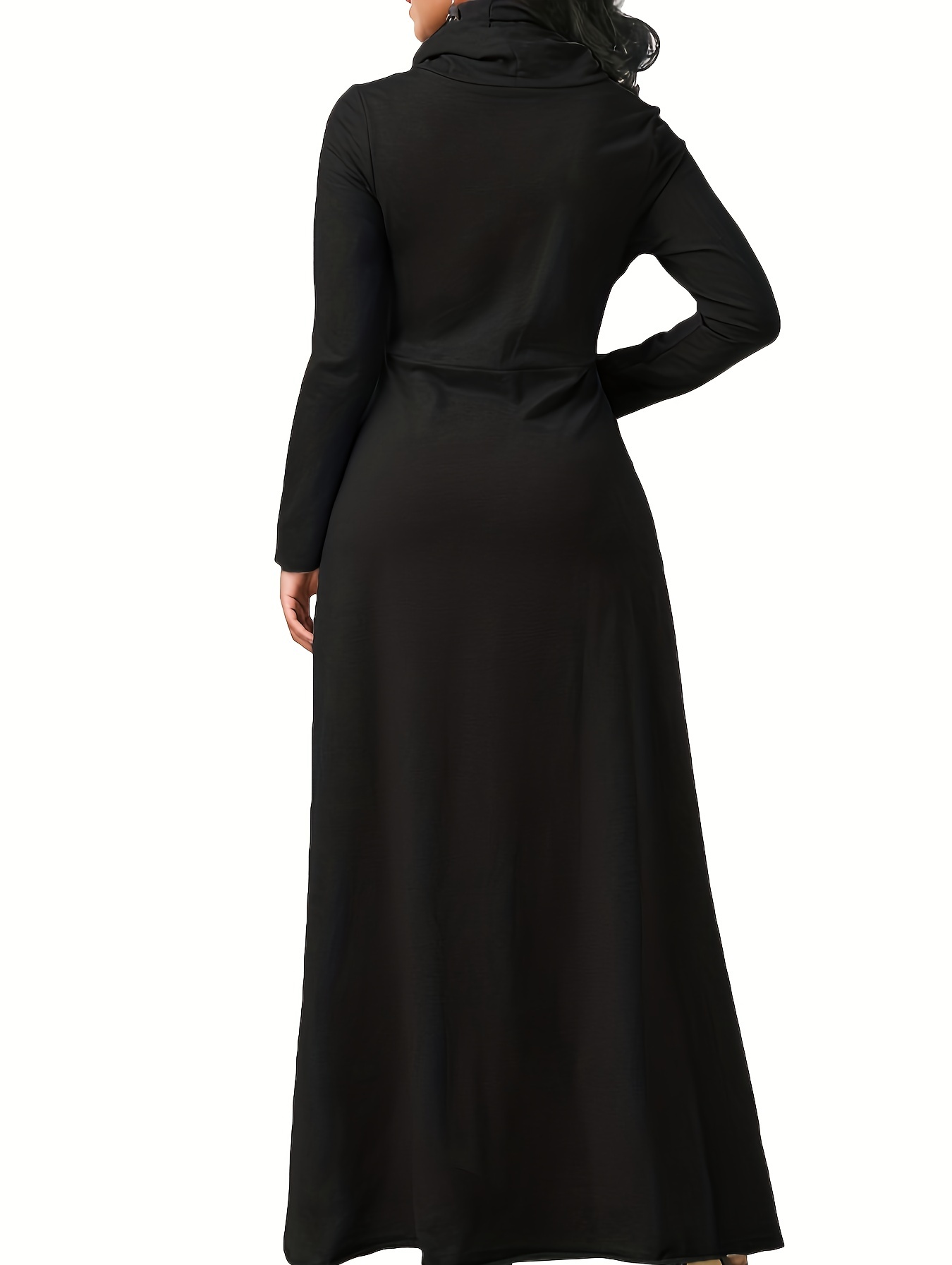 Pile Collar Pocket Front Dress, Elegant Long Sleeve Maxi Dress, Women's  Clothing