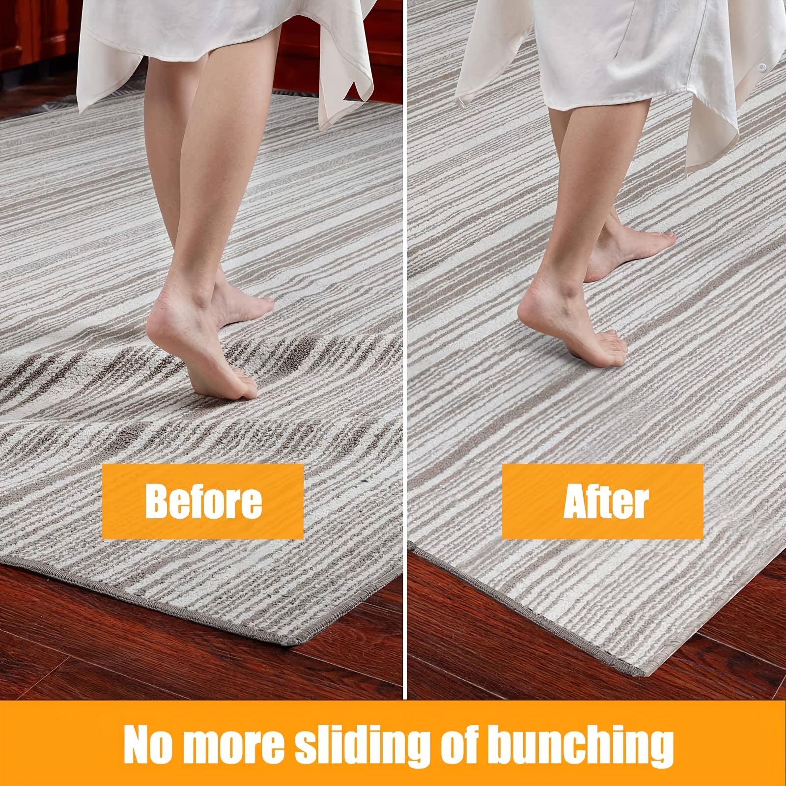 Washable Rug Gripper Pads - Double Sided Non-slip Tape For Area Rugs, Carpet,  Tile, Wood, Bathroom Runner, Laminate Floors - Corner And Side Gripper -  Prevents Slipping And Moving - Temu