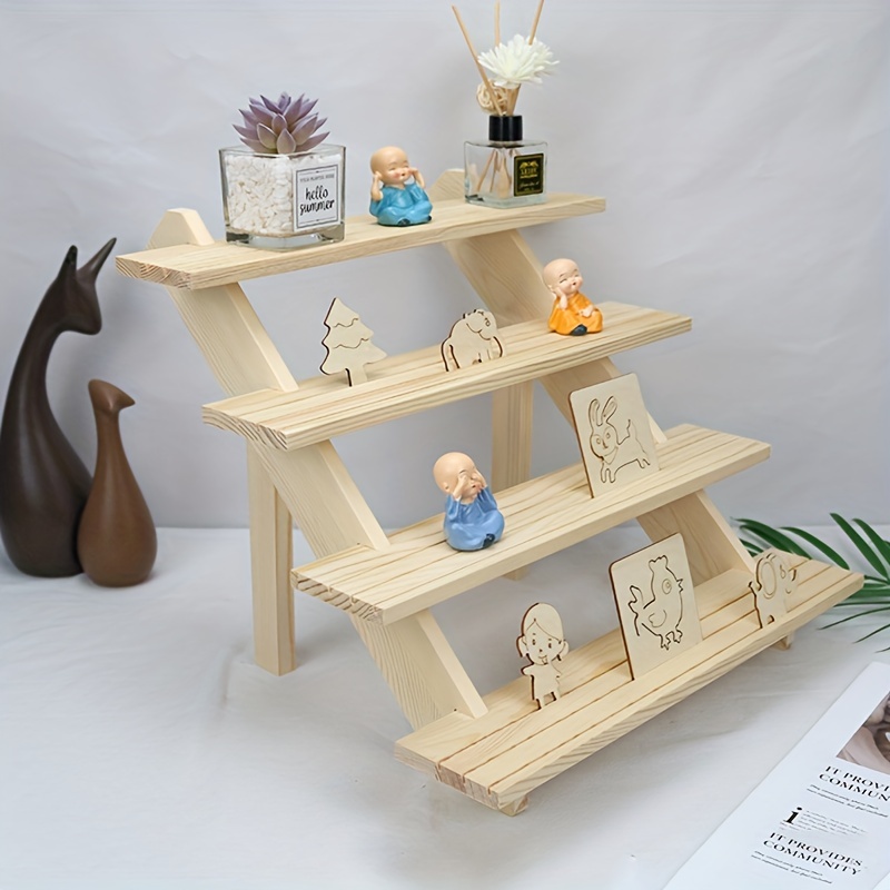 Wooden Jewelry Display Stand With Cards 3/4 Tier Racks For - Temu