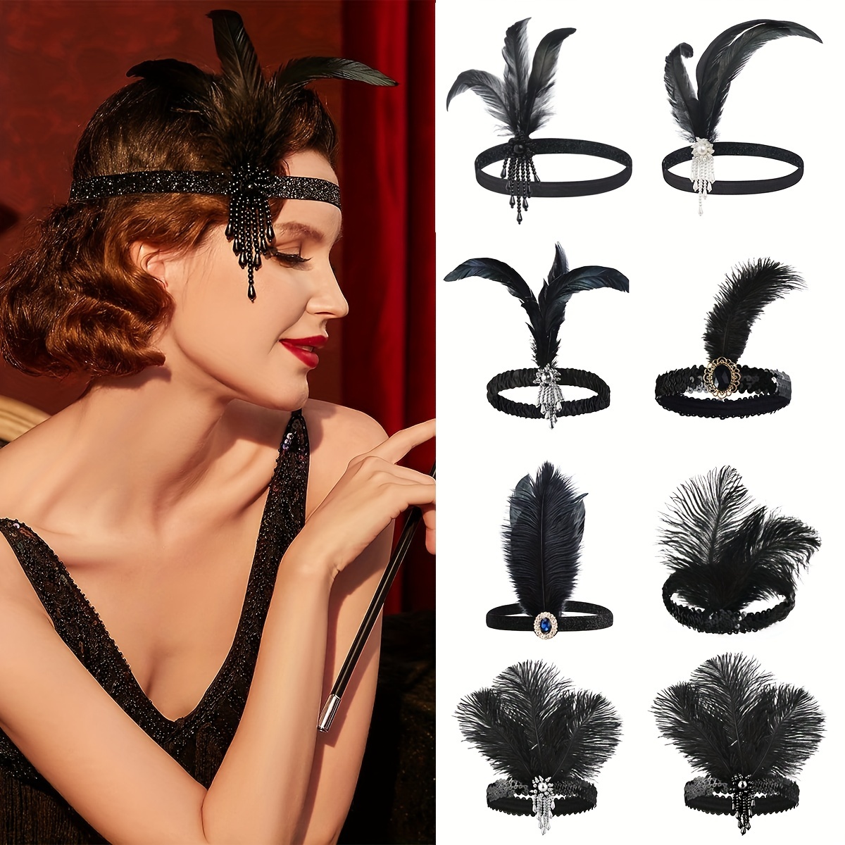 6pcs 1920s Accessoires Pour Femmes Gatsby Ensemble De Vêtements