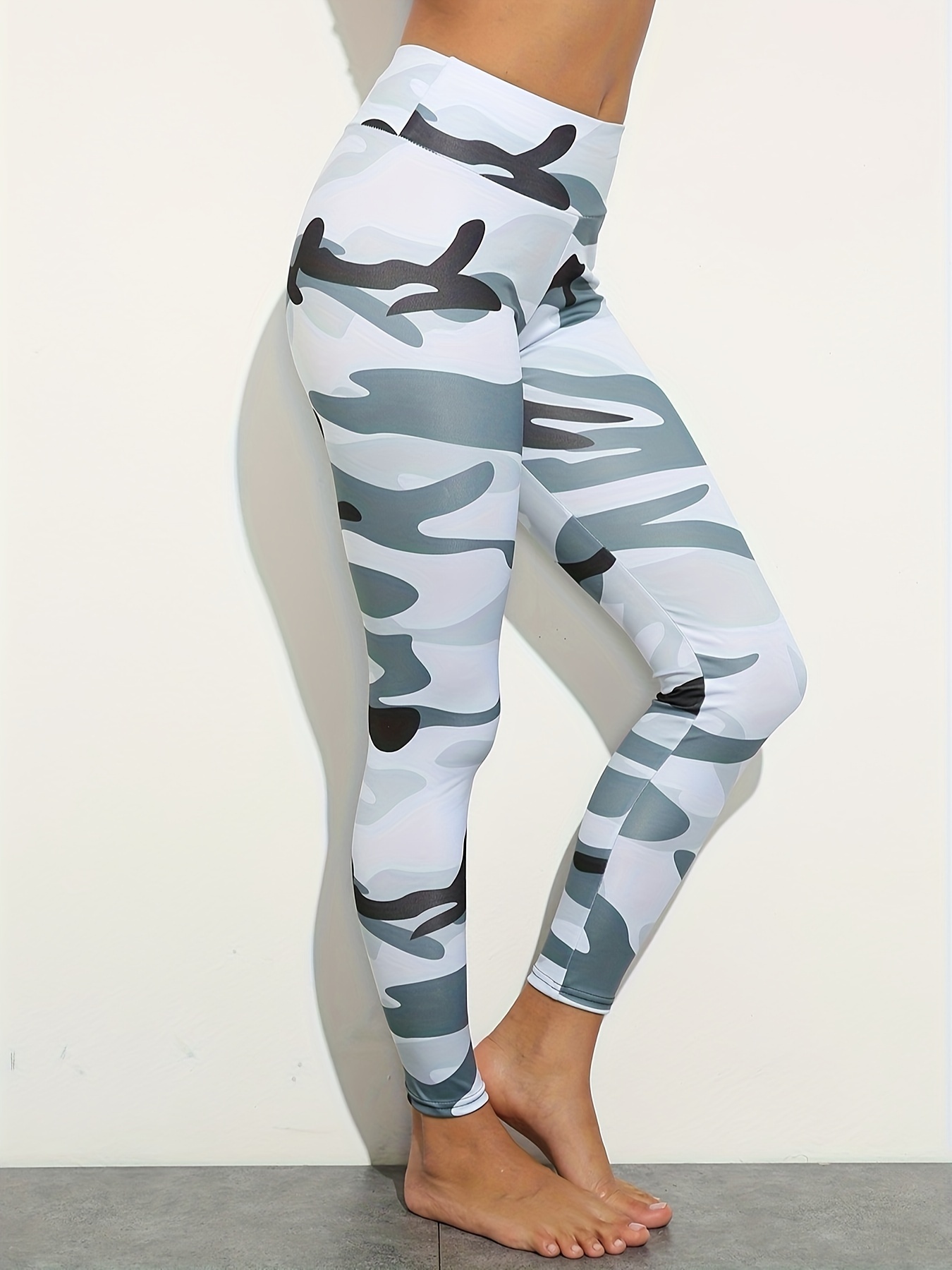 Camo Print Yoga Pants Fashion Sports Leggings Medium Stretch - Temu