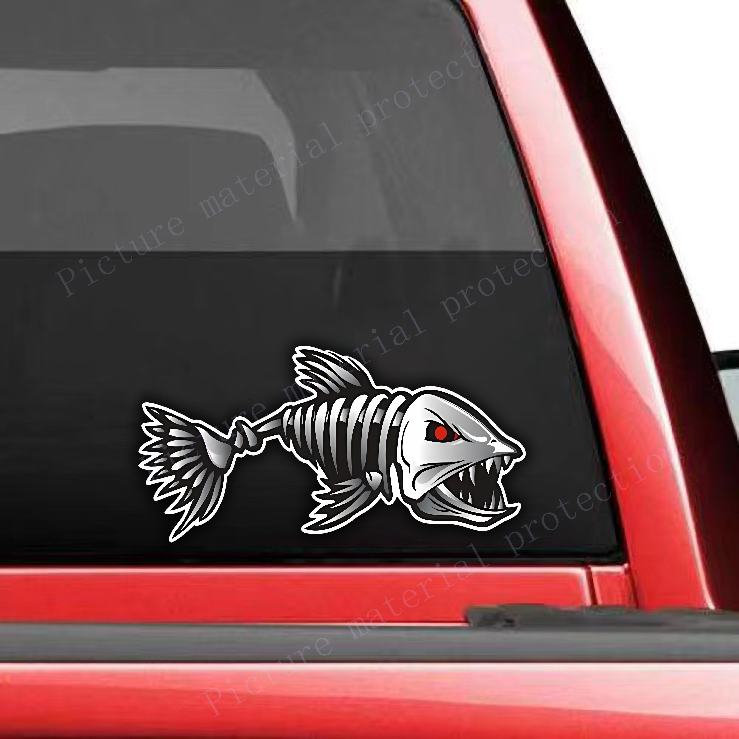 Funny Skull Fish Stickers Display Love Car Spirit Bone Fish - Temu