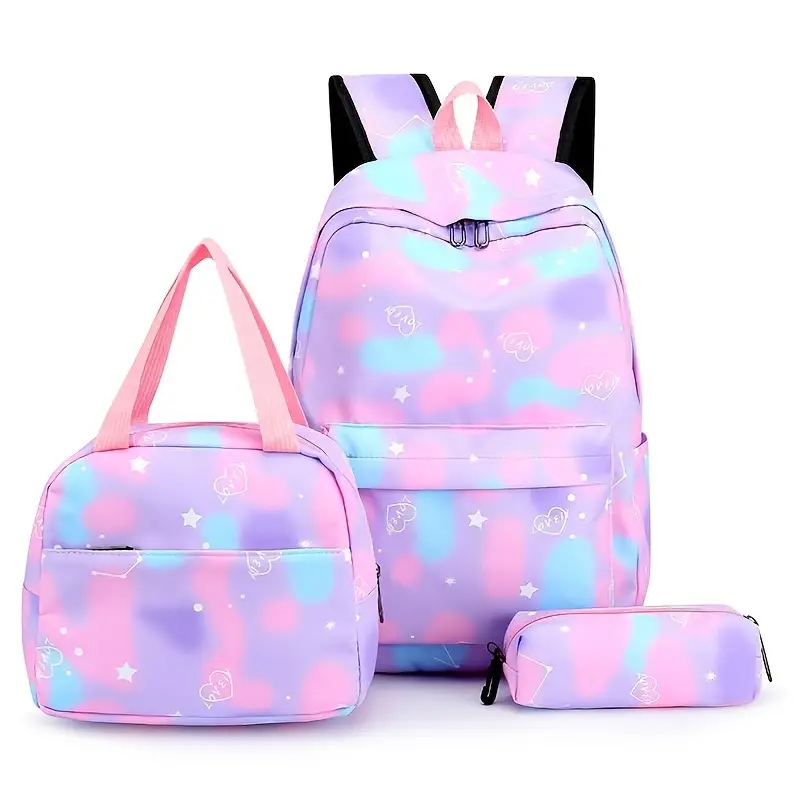 Kawaii Backpack Set Tie Dye Cartoon Pattern School Bag With - Temu