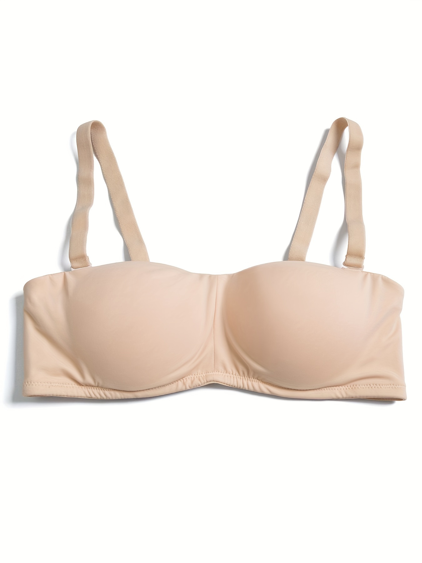 Plus Size Simple Bra, Women's Plus Solid Strapless Underwire Anti-slip  Minimizer Bandeau Bra