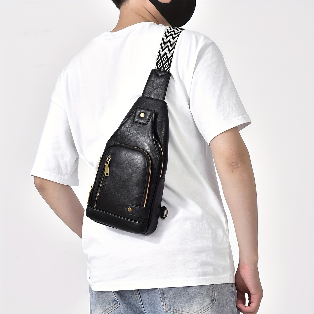 weixier】 Bolso Bandolera Casual Material Pu Hombre Bolso - Temu