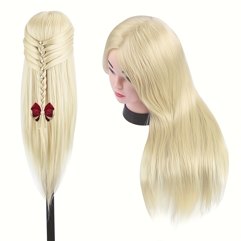 Training Head With 85% Blonde White Real Hair Can Practice Curl