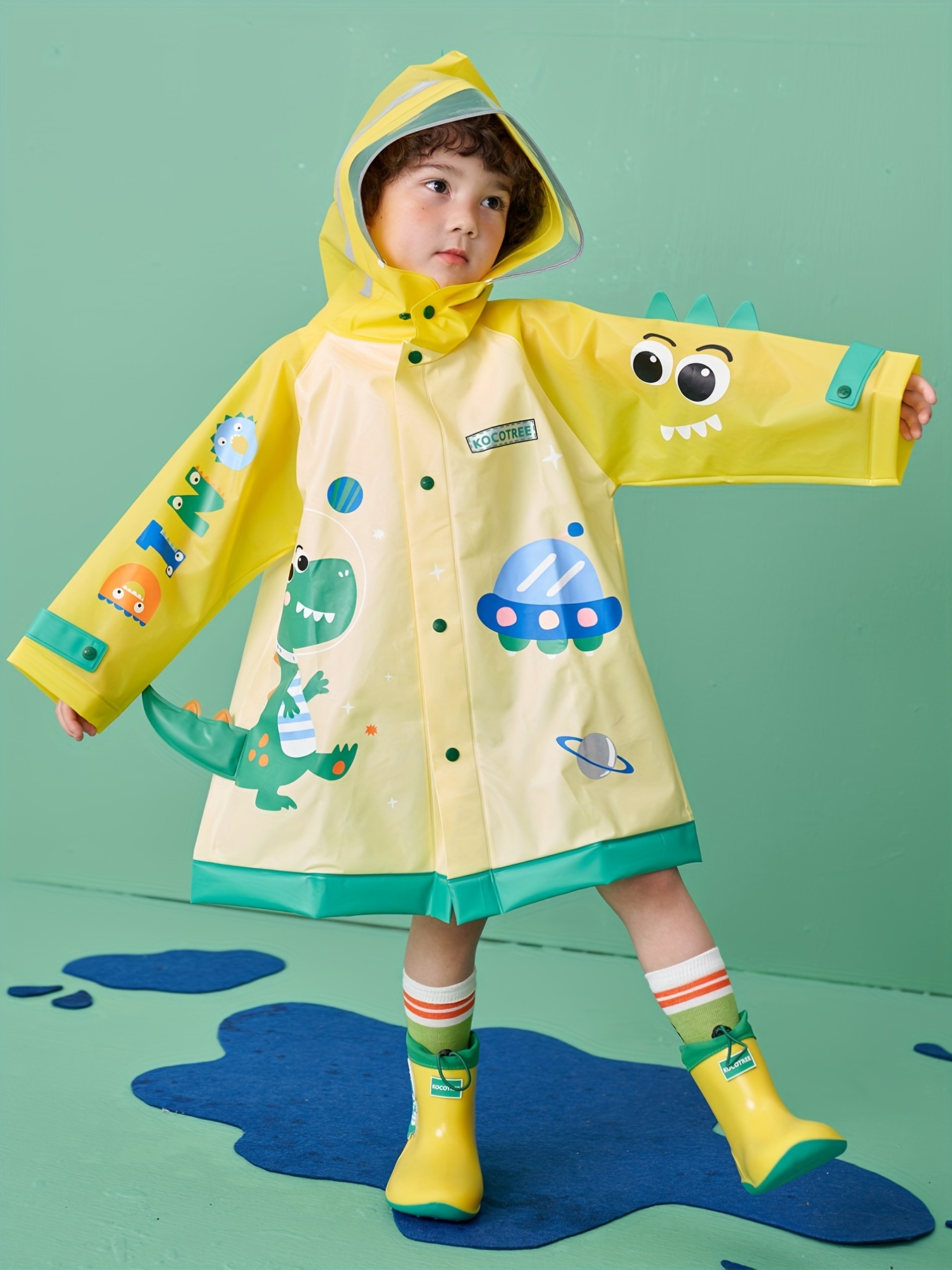 Chaqueta impermeable para niños y niñas, color amarillo