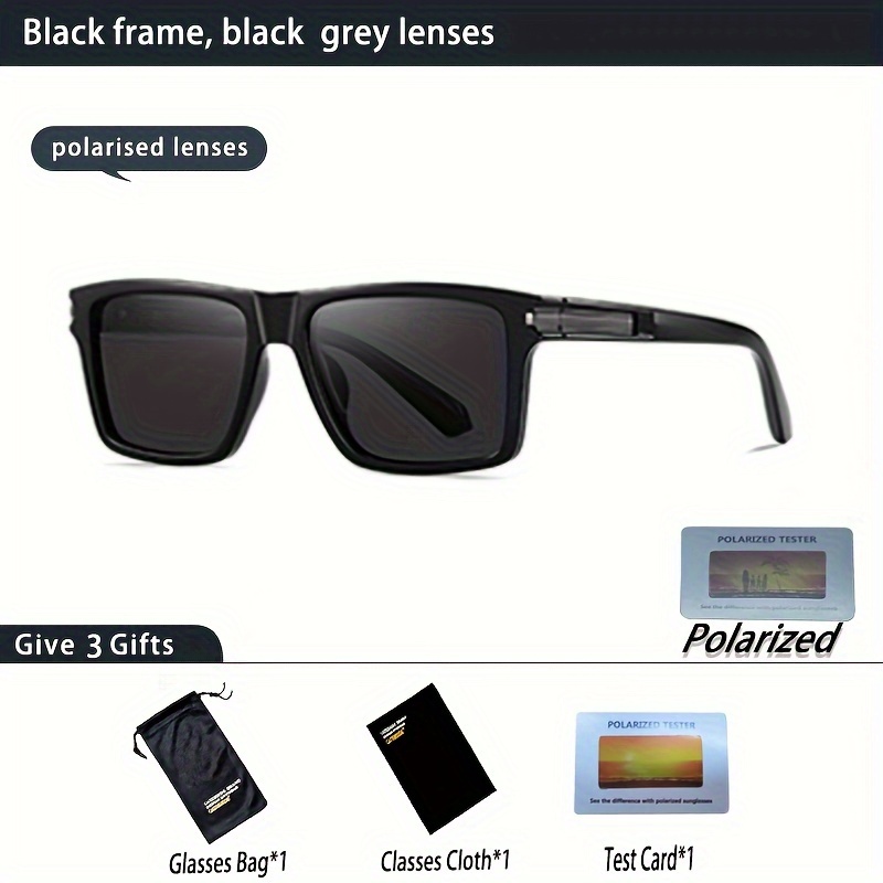 Classic Square Polarized Sunglasses, TAC Lens TR90 Frame Sunglasses, With Full Package Set, For Men Women Outdoor Sports Driving Fishing Cycling