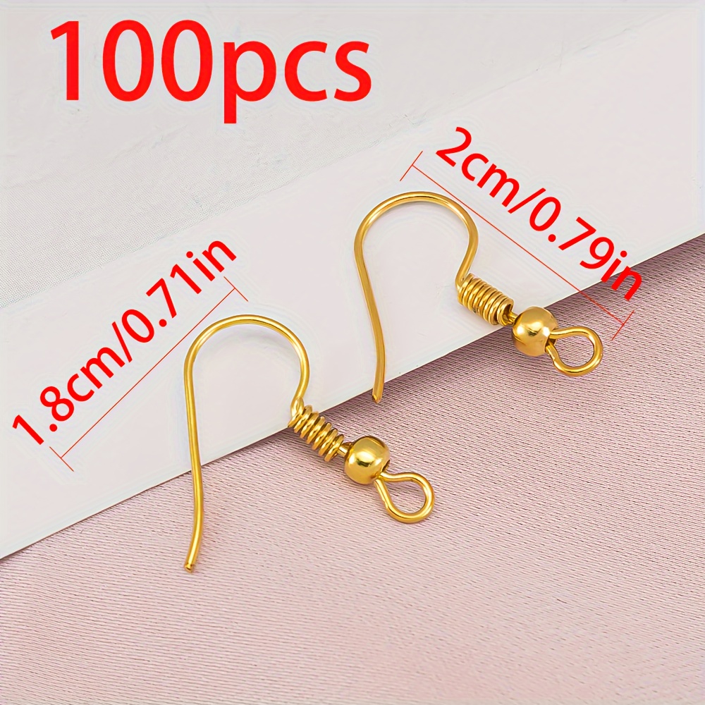 TEMU 100 Crochets de Boucles d'Oreilles en Métal, Boucles d'Oreilles, Clous, avec Bagues pour Pendentifs, Crochets de Boucles d'Oreilles, Ajouts de