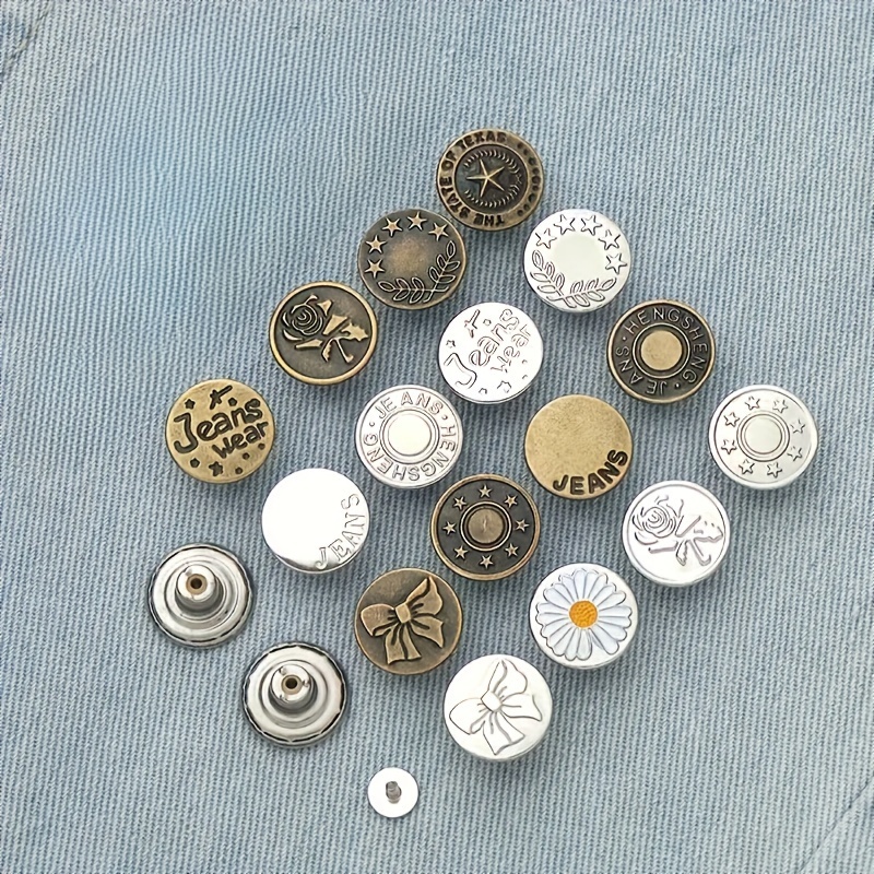14mm Metal Jeans Buttons With Pins, Replacement Jean Jacket Buttons for  Jackets, Clothes, Trousers, Sewing Knitting Crafts, Embellishments 