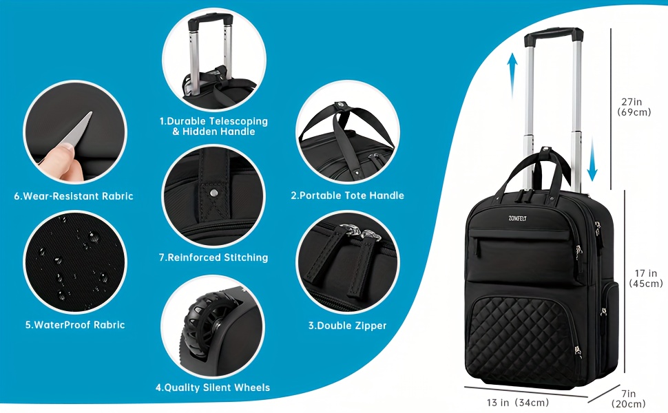 Carry Suitcase Wheels Portable Water Resistant - Temu