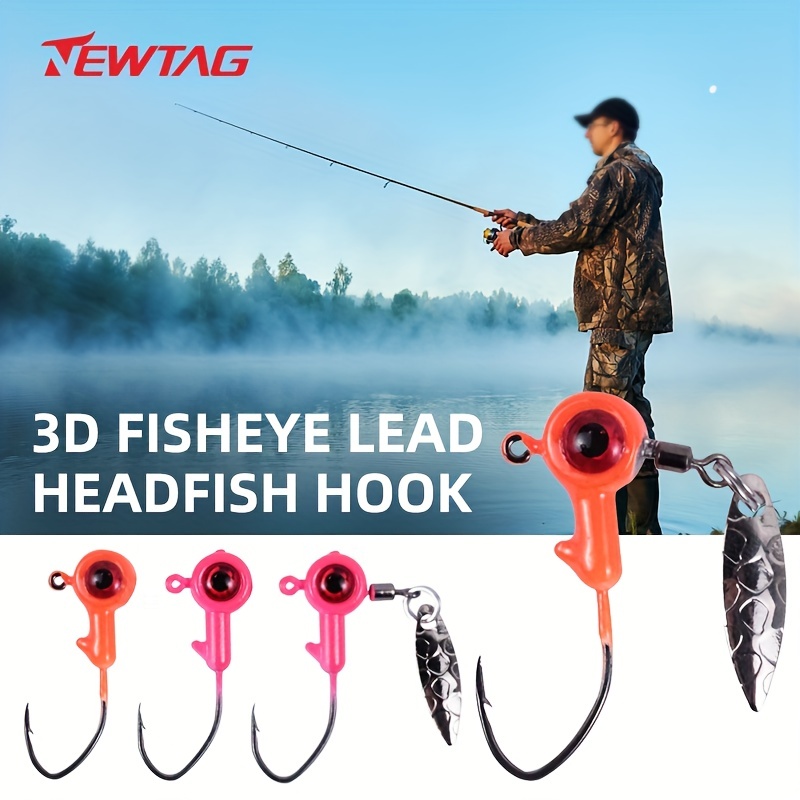10pcs 3d Fish Eye Lead Head Hook Swivel Rotating Sequin - Temu