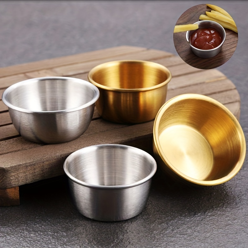 (24 Pack, 2 Sizes) Small Sauce Cups, Stainless Steel Ramekin Dipping Sauce  Cup, Commercial Grade Individual Round Condiment Cups (12 of - 1.5oz: 12 of